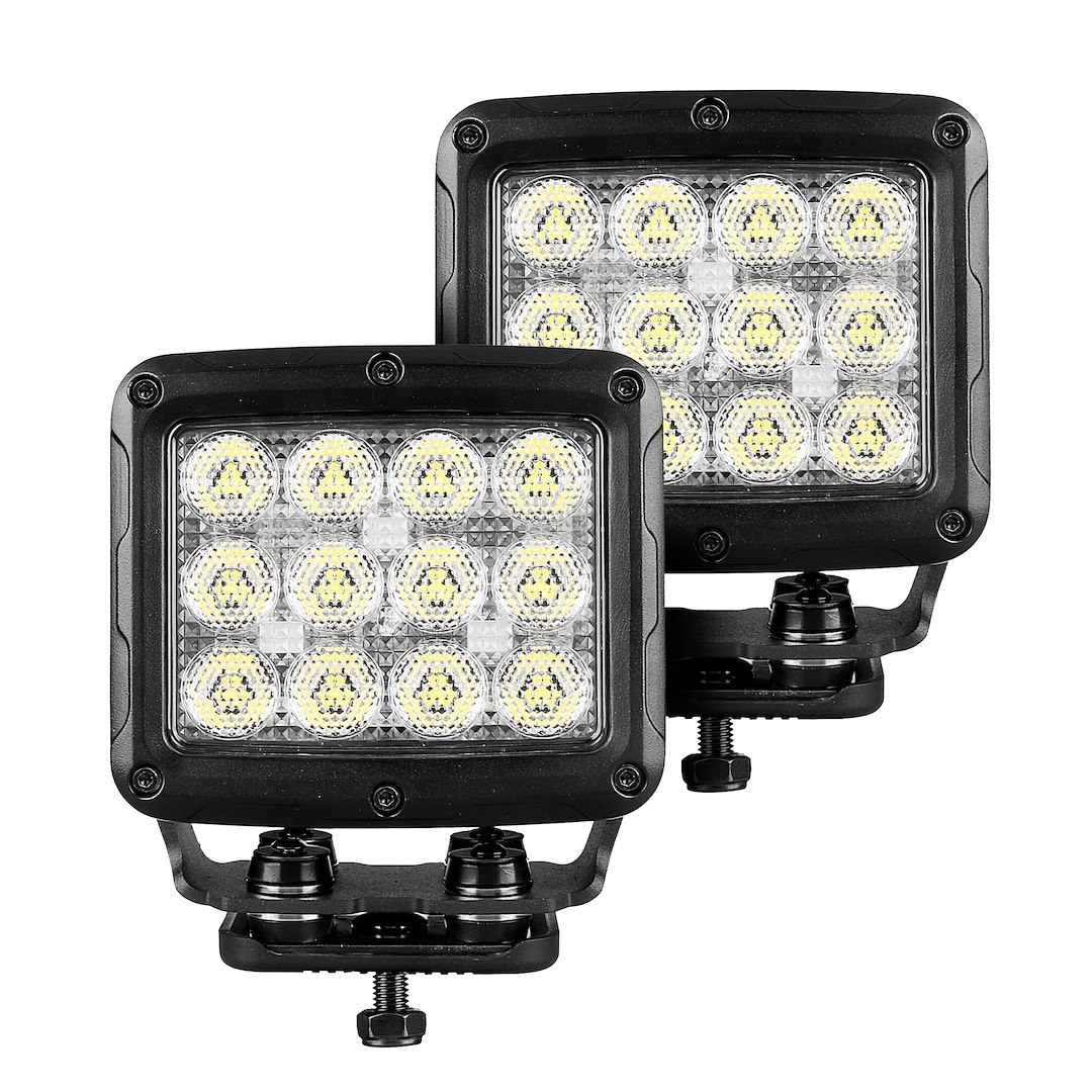 Go Rhino Driving/ Fog Light, Bright Series, LED Bulb, 5 Inch Rectangle, 18 Watts, Flood Beam, Black Aluminum Housing, Surface Mounting – 751800523FCS