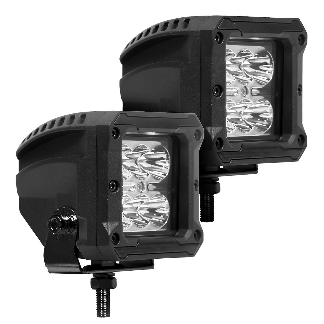 Go Rhino Driving/ Fog Light, Bright Series, LED Bulb, 3 Inch X 3 Inch Square, Spot Beam, Clear Polycarbonate Lens – 751803023SCS