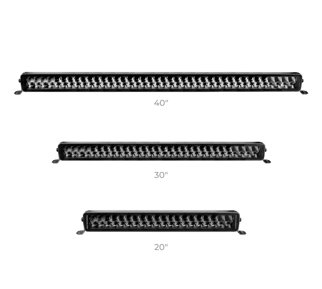 Go Rhino Light Bar, Blackout Series, LED Bulb, 21.5 Inch Length, 40 Osram 5 Watts, 200 Watts at 6.86/12 Volt – 3.46/24 Volt, Combo Beam – 752002111CDS