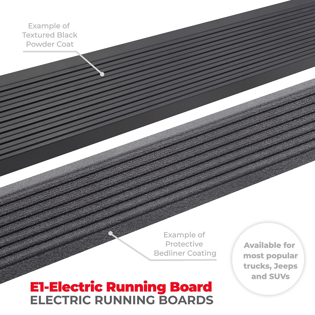 Go Rhino Running Board, E-Board E1, Textured Black, Aluminum, Lighted, Rocker Panel Mount – 20404580PC