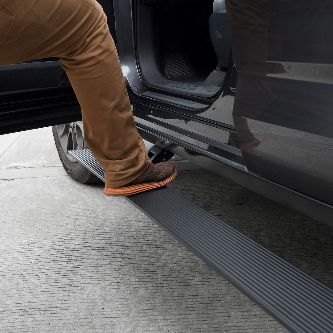 Go Rhino Running Board, E-Board E1, Textured Black, Aluminum, Lighted, Rocker Panel Mount – 20443580PC