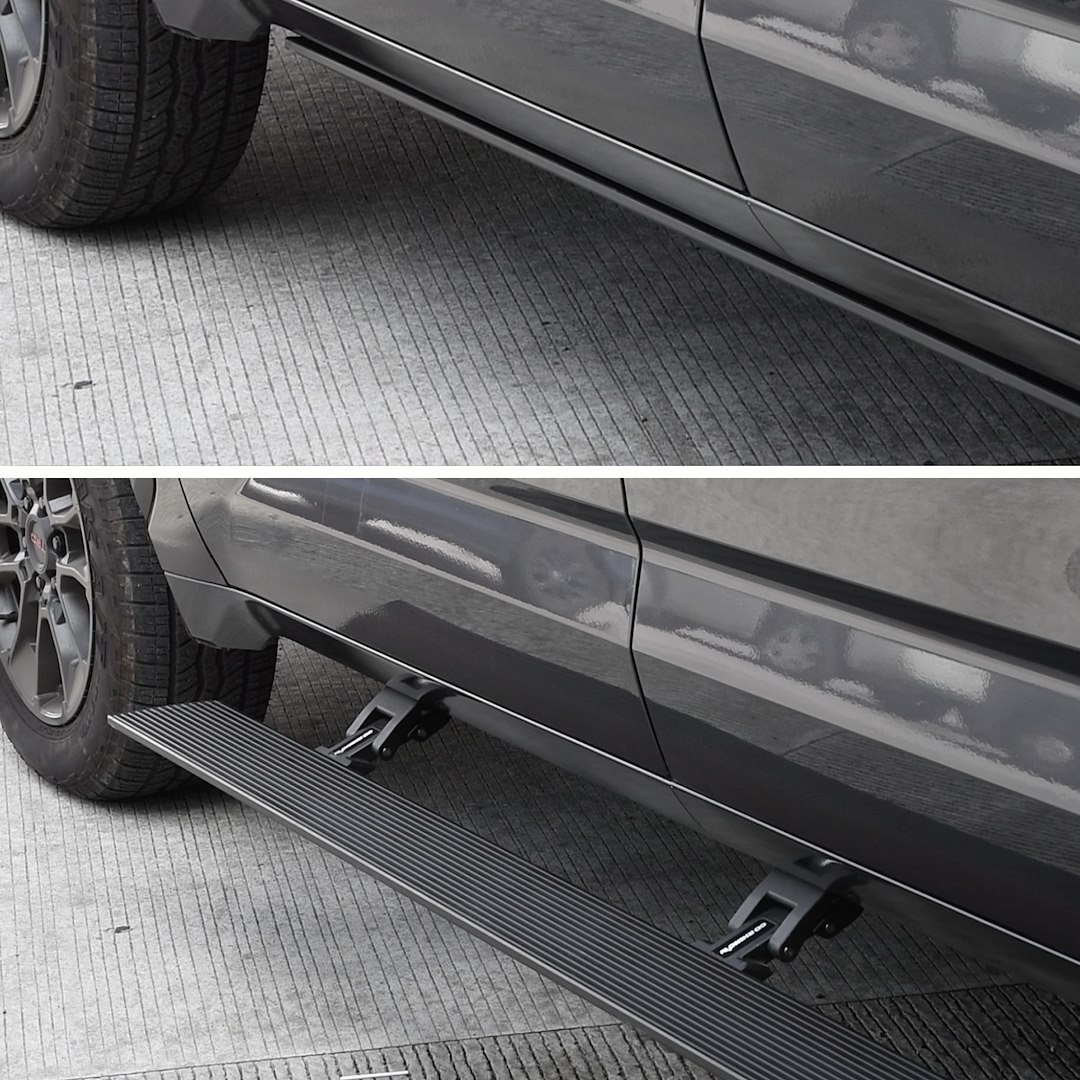 Go Rhino Running Board, E-Board E1, Textured Black, Aluminum, Lighted, Rocker Panel Mount – 20443587PC