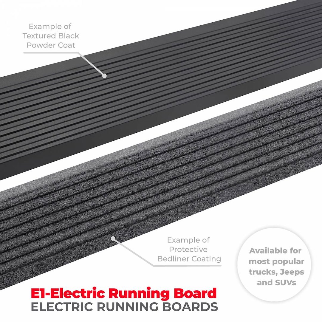 Go Rhino Running Board, E-Board E1, Textured Black, Aluminum, Lighted, Rocker Panel Mount – 20444580PC