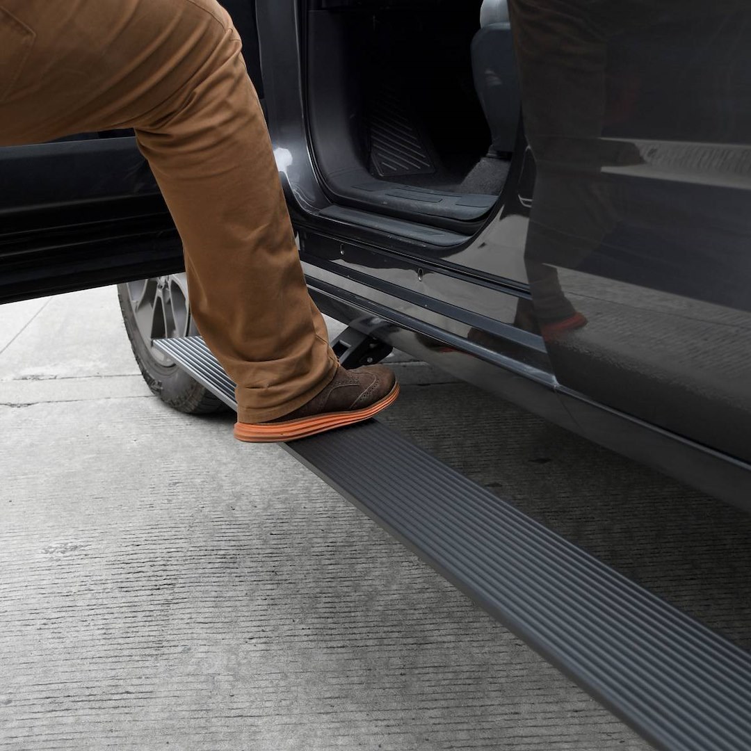 Go Rhino Running Board, E-Board E1, Textured Black, Aluminum, Lighted, Rocker Panel Mount – 20444580PC