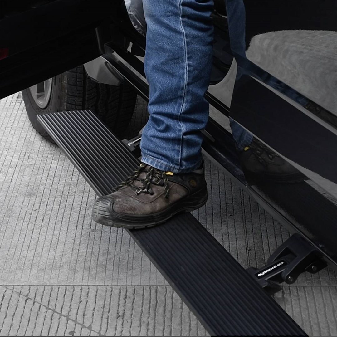 Go Rhino Running Board, E-Board E1, Textured Black, Aluminum, Lighted, Rocker Panel Mount – 20444587PC