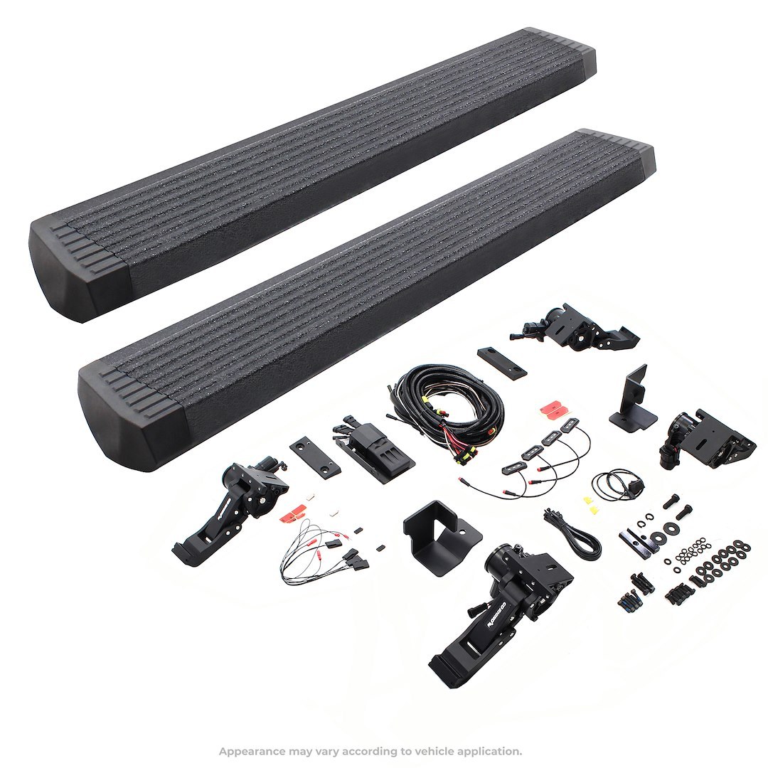 Go Rhino Running Board, E-Board E1, Protective Bedliner Coating, Black, Aluminum, Lighted, Rocker Panel Mount – 20492752T