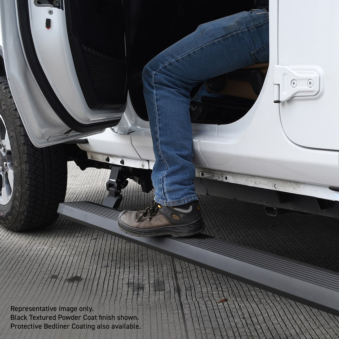 Go Rhino Running Board, E-Board E1, Protective Bedliner Coating, Black, Aluminum, Lighted, Rocker Panel Mount – 20492752T