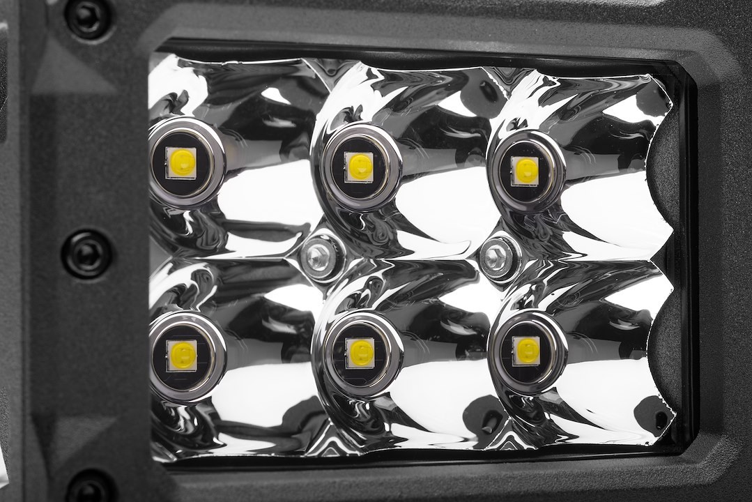 Go Rhino Driving/ Fog Light, Bright Series, LED Bulb, 4 Inch X 3 Inch Square, Spot Beam, Clear Polycarbonate Lens – 753003023SBS
