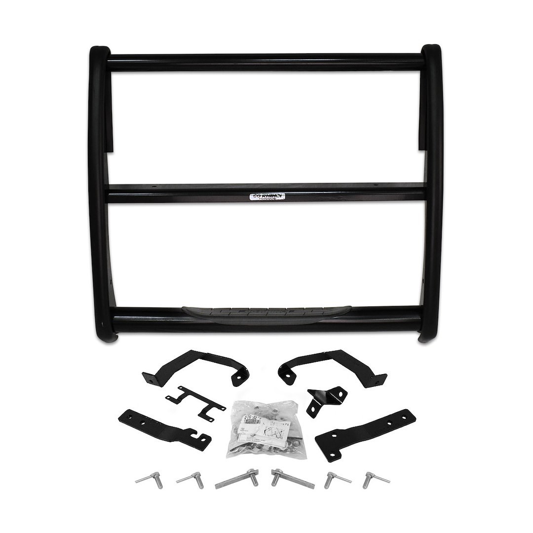 Go Rhino Grille Guard, 3000 Series Stepguard ®, Powder Coated, Black, Mild Steel, Without Brush Guard, Without Skid Plate, With Step Plate – 3128B