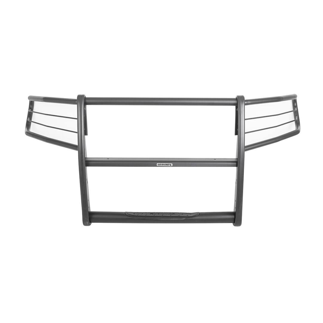 Go Rhino Grille Guard, 3100 Series Stepguard, Textured, Black, Mild Steel, With Brush Guard, Without Skid Plate, With Step Plate – 3130MT