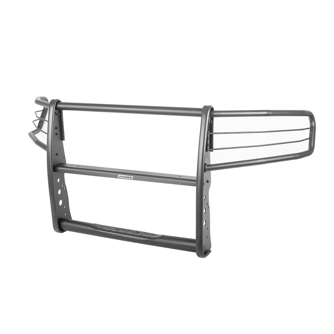 Go Rhino Grille Guard, 3100 Series Stepguard, Textured, Black, Mild Steel, With Brush Guard, Without Skid Plate, With Step Plate – 3130MT