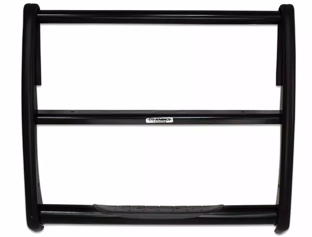 Go Rhino Grille Guard, 3000 Series, 9-Piece Modular, Powder Coated, Black, Mild Steel, With Brush Guard, Without Skid Plate, With Step Plate – 3155MB