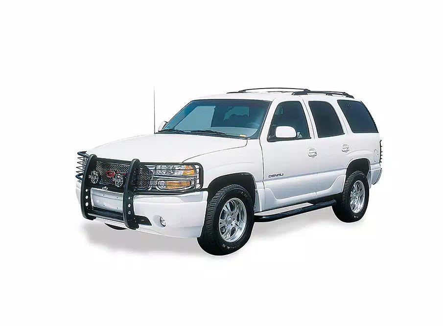 Go Rhino Grille Guard, 3000 Series, 9-Piece Modular, Powder Coated, Black, Mild Steel, With Brush Guard, Without Skid Plate, With Step Plate – 3155MB