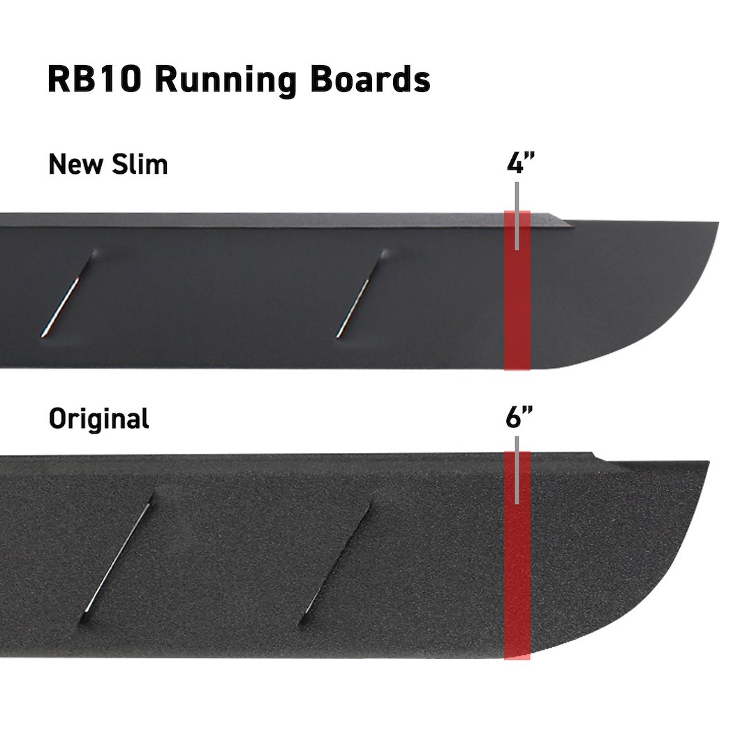 Go Rhino Running Board, RB10 Slim Line, Textured Powder Coated, Black, Mild Steel, Body/Frame Mount – 63443580SPC