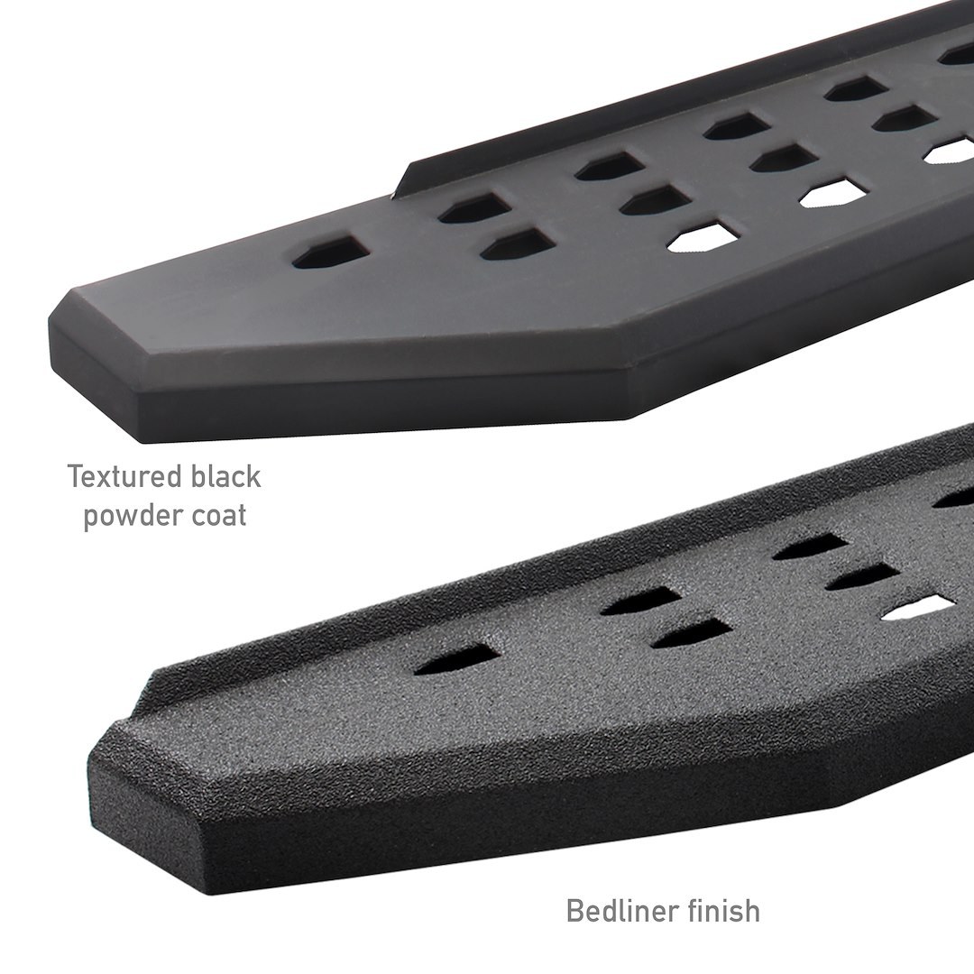 Go Rhino Running Board, RB20, Textured Powder Coated, Black Galvanized Steel, Unlighted, Rocker Panel Mount, With Drop Down Steps – 6942068720PC