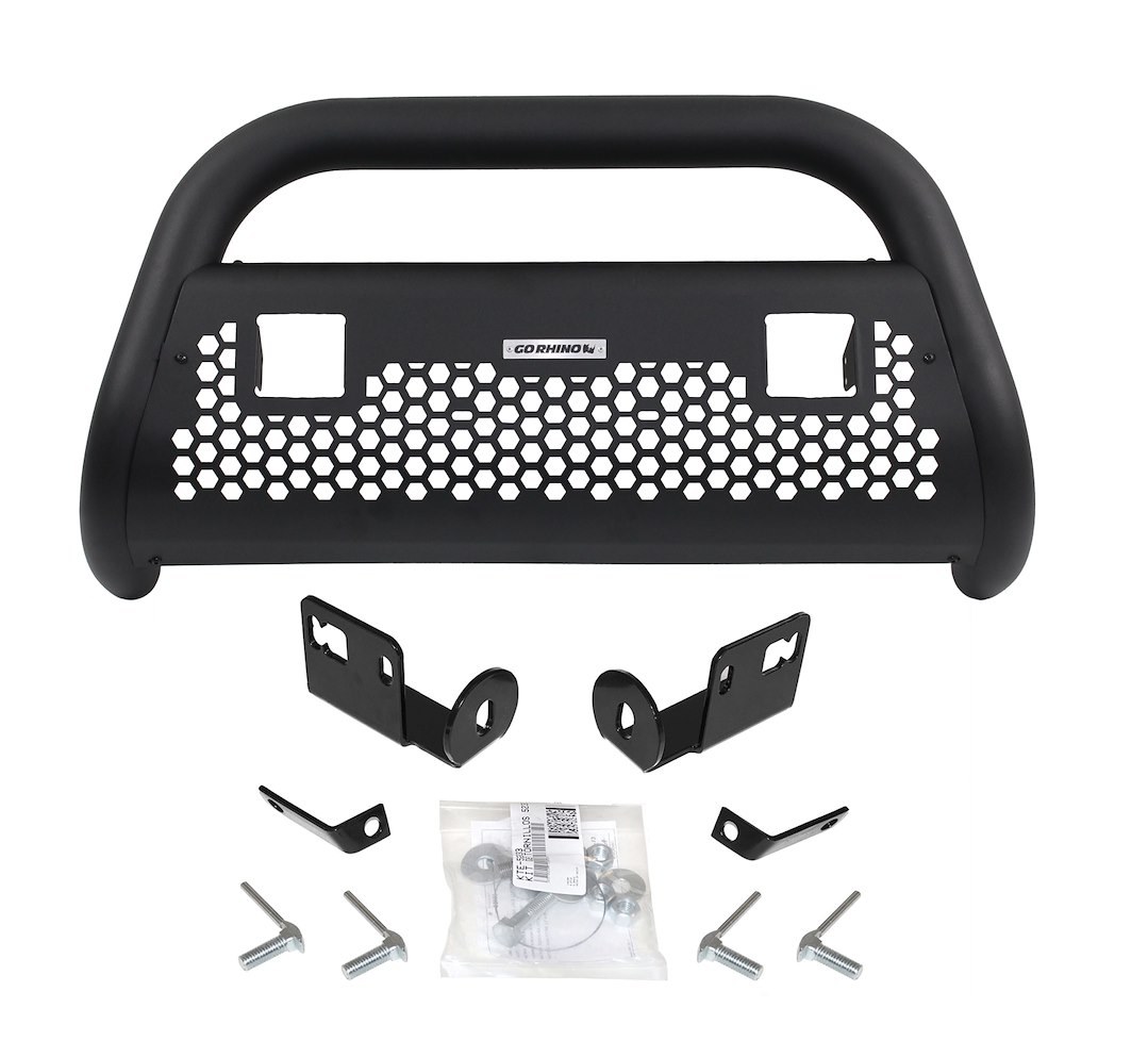Go Rhino Bull Bar, Rhino! Charger- RC2 Light Ready, Black Textured Powder Coated Steel, 3 Inch Diameter – 55962T
