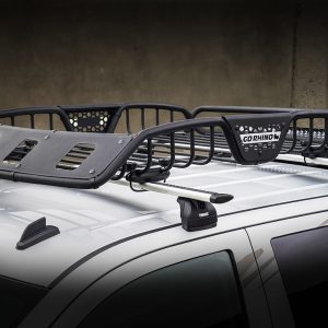 Go Rhino Roof Basket, Safari Rack, 48 Inch Length X 40 Inch Width X 6 Inch Height, Black Textured Powder Coat Steel with Black Fairings – 59045T