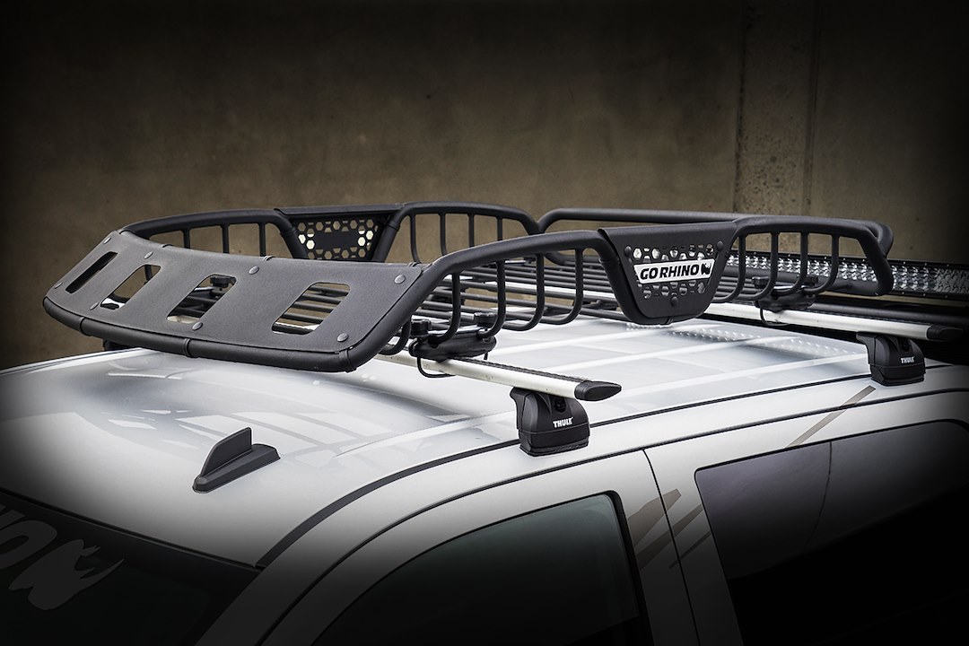 Go Rhino Roof Basket, Safari Rack, 60 Inch Length X 40 Inch Width X 6 Inch Height, Black Textured Powder Coat Steel with Black Fairings – 59047T