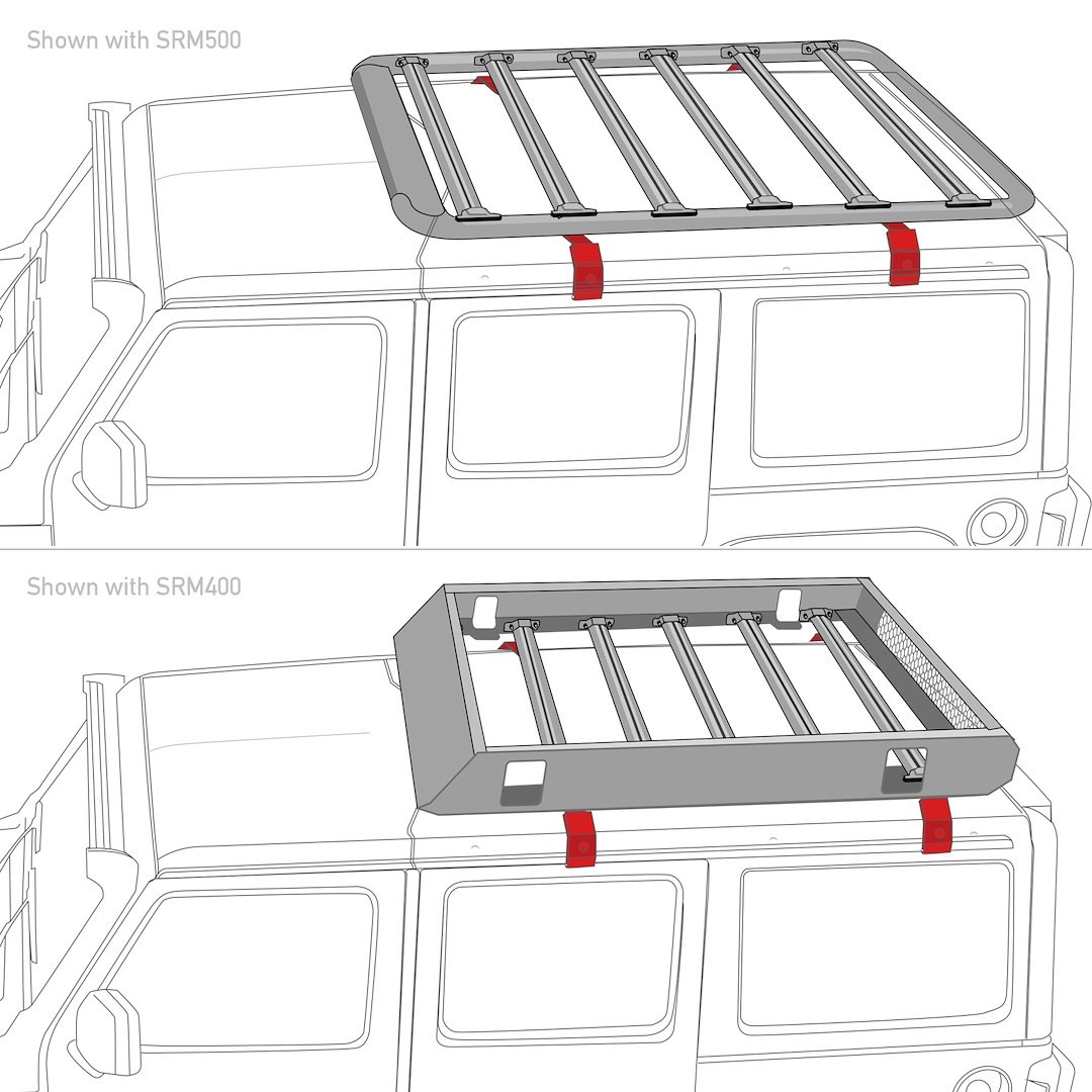 Go Rhino Roof Basket Mounting Kit, Srm Series, For Srm Series Roof Baskets and Racks to Install on Vehicles Without Cross Bars – 5910010T