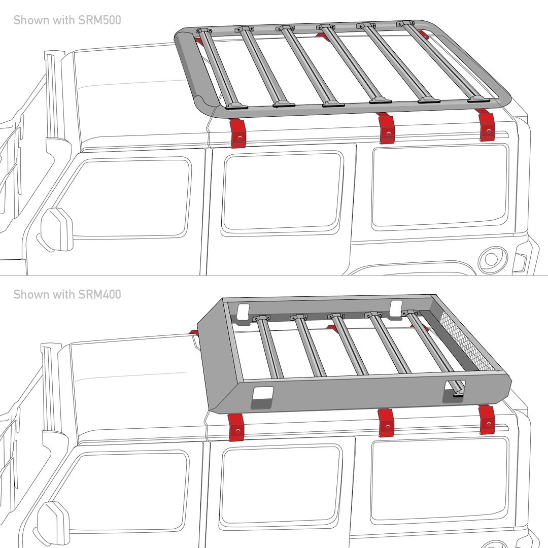 Go Rhino Roof Basket Mounting Kit, Srm Series, For Srm Series Roof Baskets and Racks to Install on Vehicles Without Cross Bars – 5910011T