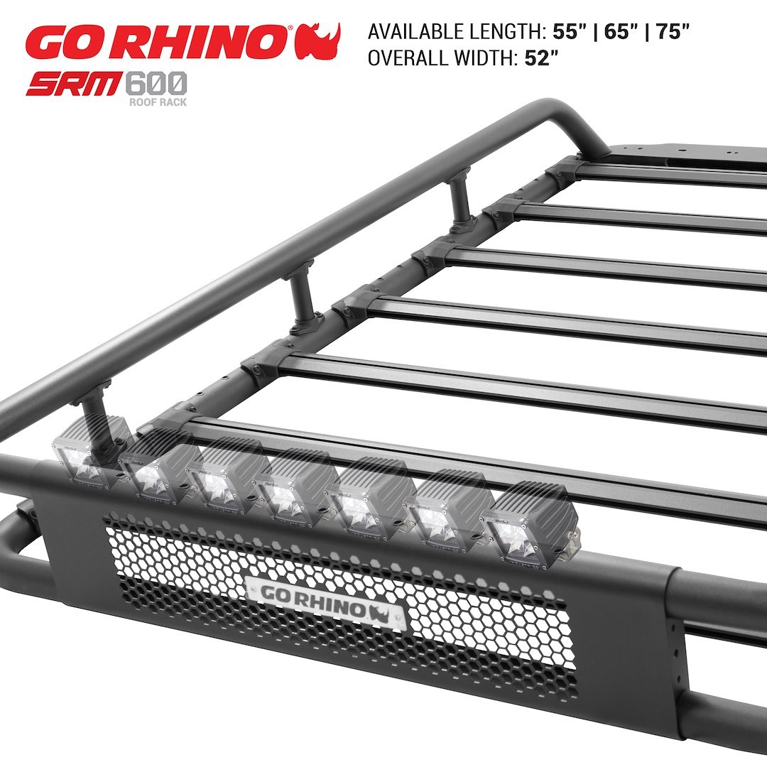 Go Rhino Roof Basket, SRM600, Mounts to OEM Crossbars, 55 Inch Length X 52 Inch Wide, Load Rating Determined by Choice of Mounting System – 5936055T
