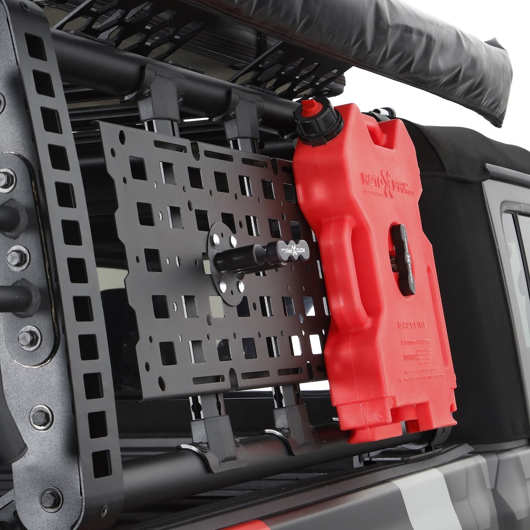 Go Rhino Molle Cargo Panel, Multi Purpose Accessory Mount, Compatible with Most Recovery Track Boards, Bolt on, Textured, Black, Mild Steel – 5950020T