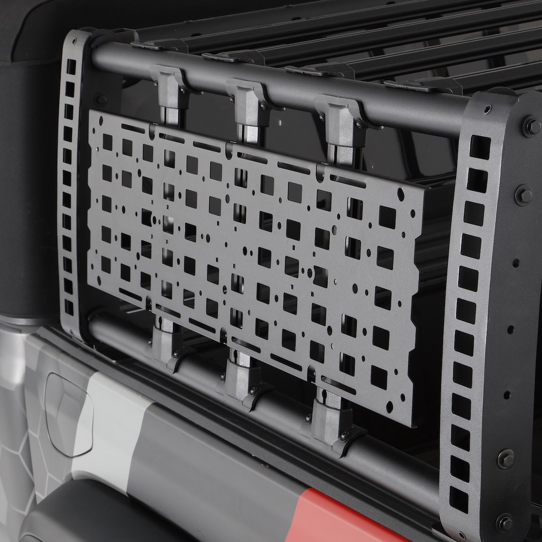 Go Rhino Molle Cargo Panel, Multi Purpose Accessory Mount, Compatible with Most Recovery Track Boards, Bolt on, Textured, Black, Mild Steel – 5950020T