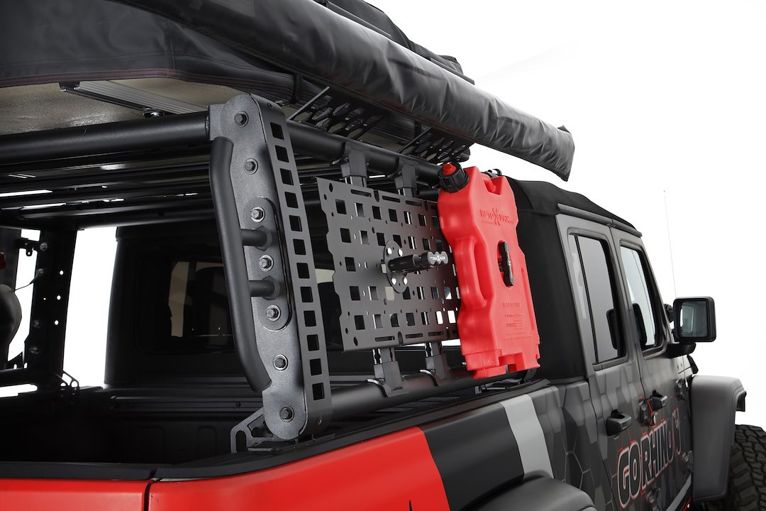 Go Rhino Molle Cargo Panel, Multi Purpose Accessory Mount, Compatible with Most Recovery Track Boards, Bolt on, Textured, Black, Mild Steel – 5950020T