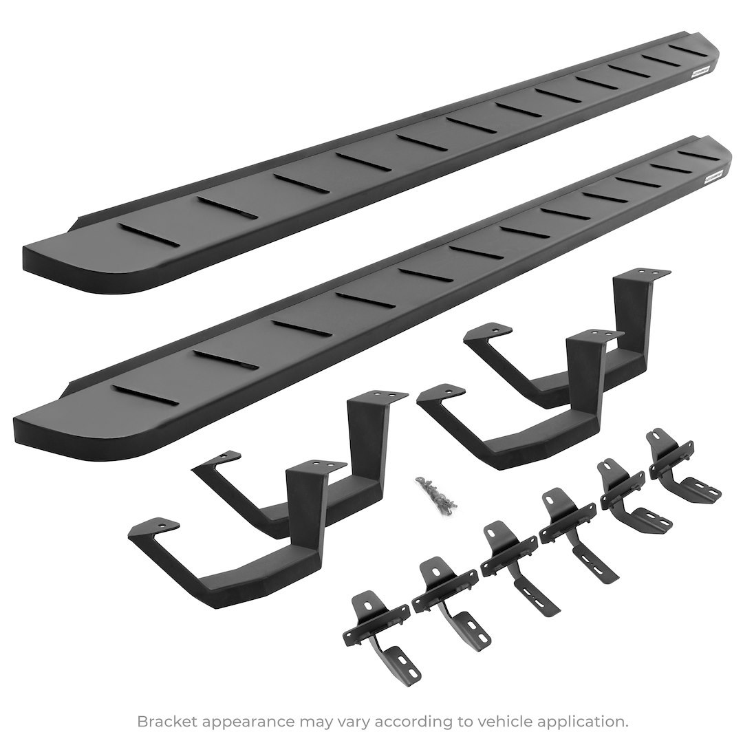 Go Rhino Running Board, RB10, Textured, Black, Galvanized Steel, Unlighted, Rocker Panel Mount, With Drop Down Step – 6340488020PC