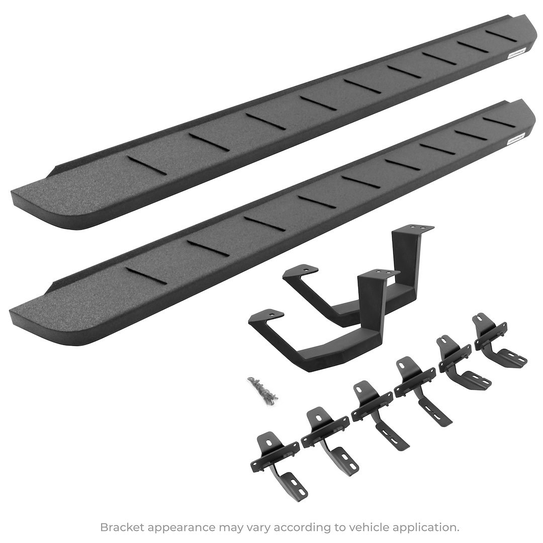 Go Rhino Running Board, RB10, Protective Bedliner Coated, Black, Steel, Unlighted, Body/ Frame Mount, With Drop Down Step – 6349274810T