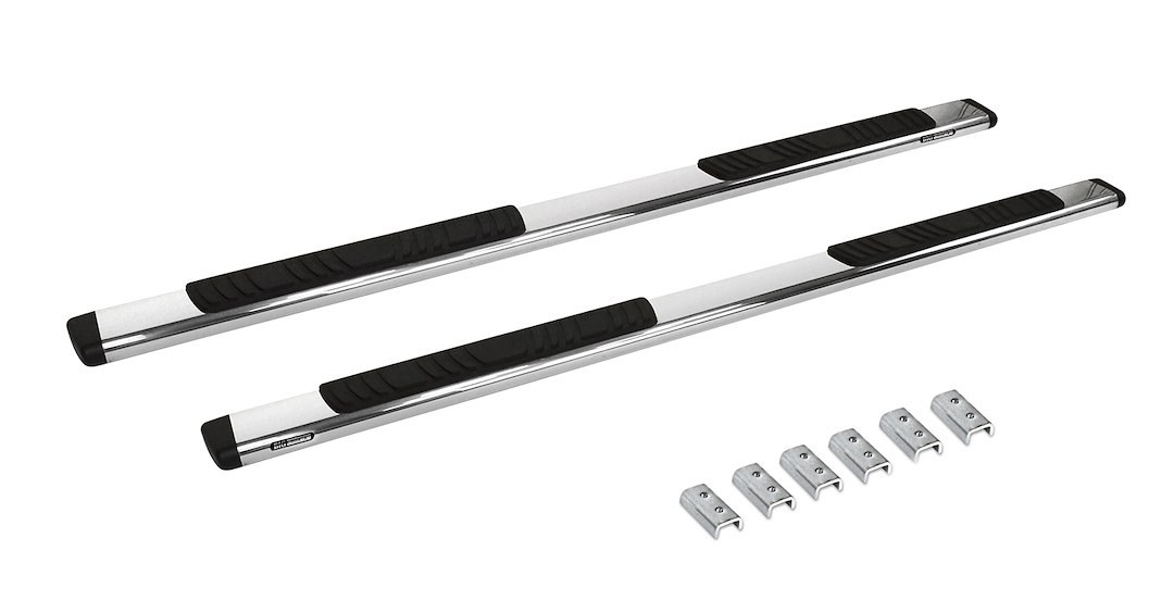 Go Rhino Nerf Bar, OEM Xtreme, With Step Pads, 5 Inch Oval Straight, Black Powder Coated, Composite, Without End Caps – 685409987CB
