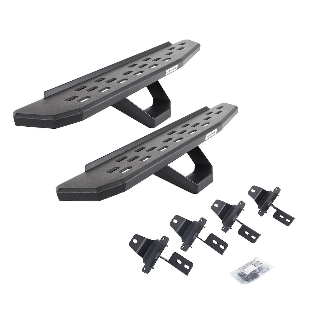 Go Rhino Running Board, RB30, Textured, Galvanized Steel, Unlighted, Body/Frame Mount, With Drop Down Steps – 6969274810PC