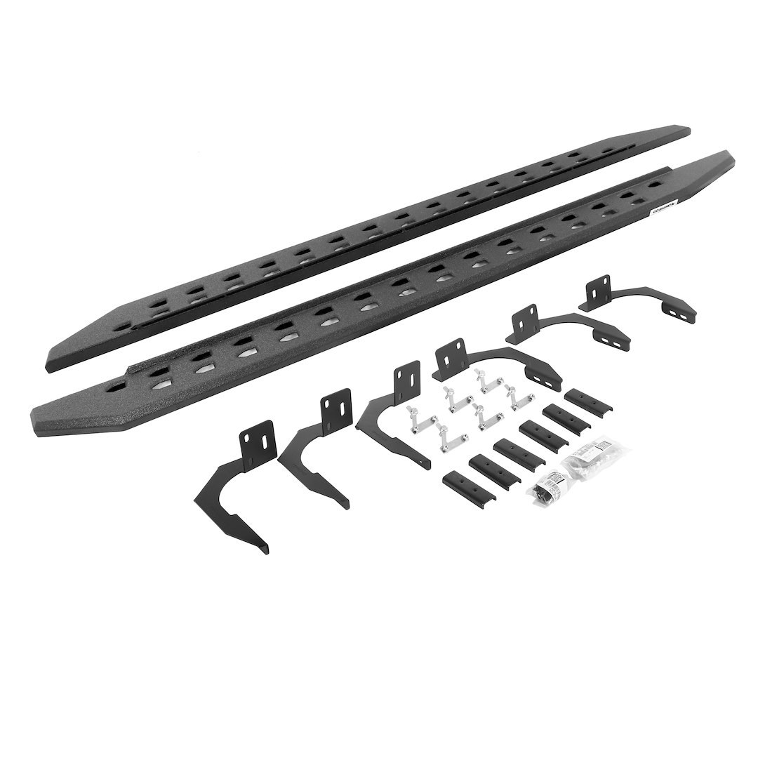 Go Rhino Running Board, RB20 Slim Line, Protective Bedliner Coated, Black, Mild Steel, Rocker Panel Mount – 69409980ST