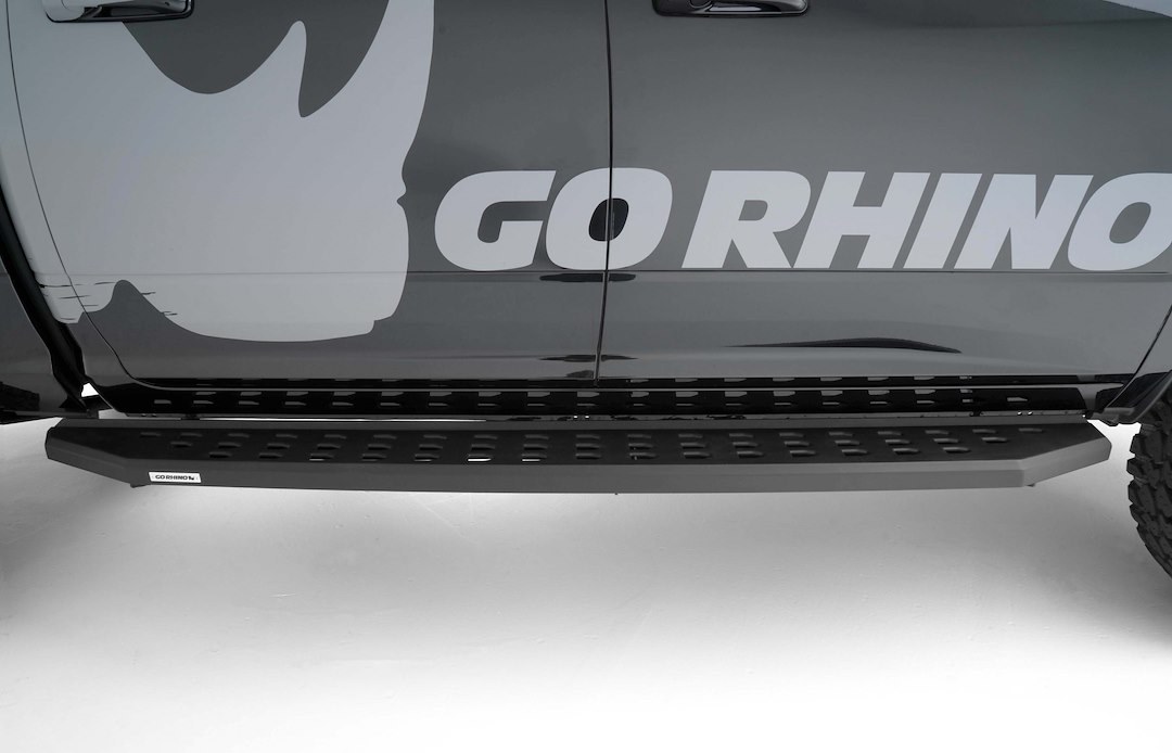 Go Rhino Running Board, RB20, Textured Powder Coated, Black Galvanized Steel, Unlighted, Rocker Panel Mount – 69420687PC