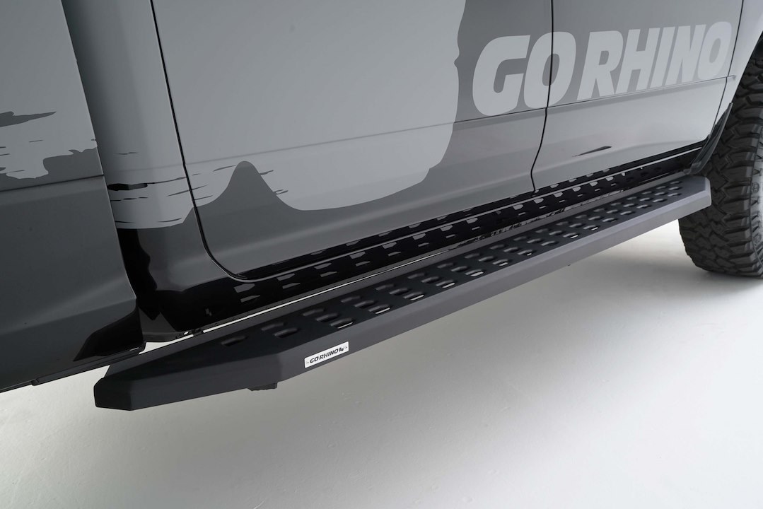 Go Rhino Running Board, RB20, Textured Powder Coated, Black Galvanized Steel, Unlighted, Rocker Panel Mount – 69420687PC