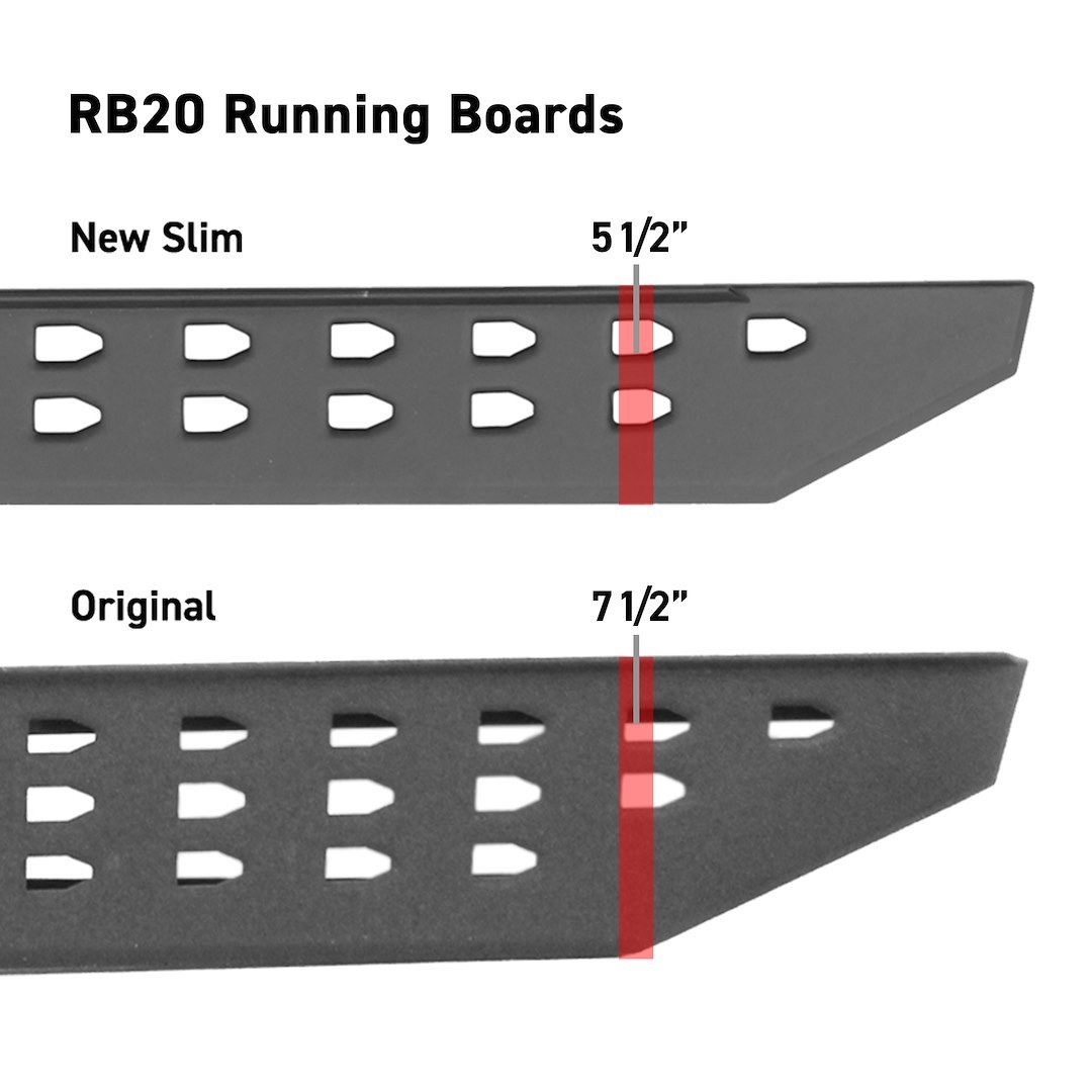 Go Rhino Running Board, RB20 Slim Line, Protective Bedliner Coated, Black, Mild Steel, Rocker Panel Mount – 69430680ST