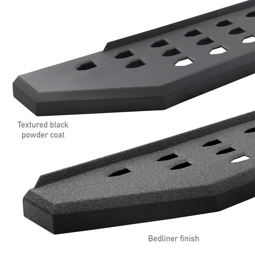 Go Rhino Running Board, RB20, Protective Bed Liner Coated, Black Galvanized Steel, Unlighted, Rocker Panel Mount, Without Drop Down Steps – 69434680T