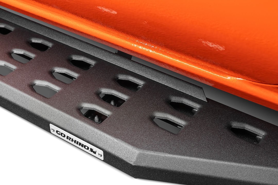 Go Rhino Running Board, RB20, Textured Powder Coated, Black Galvanized Steel, Unlighted, Rocker Panel Mount, Without Drop Down Step – 69443268PC