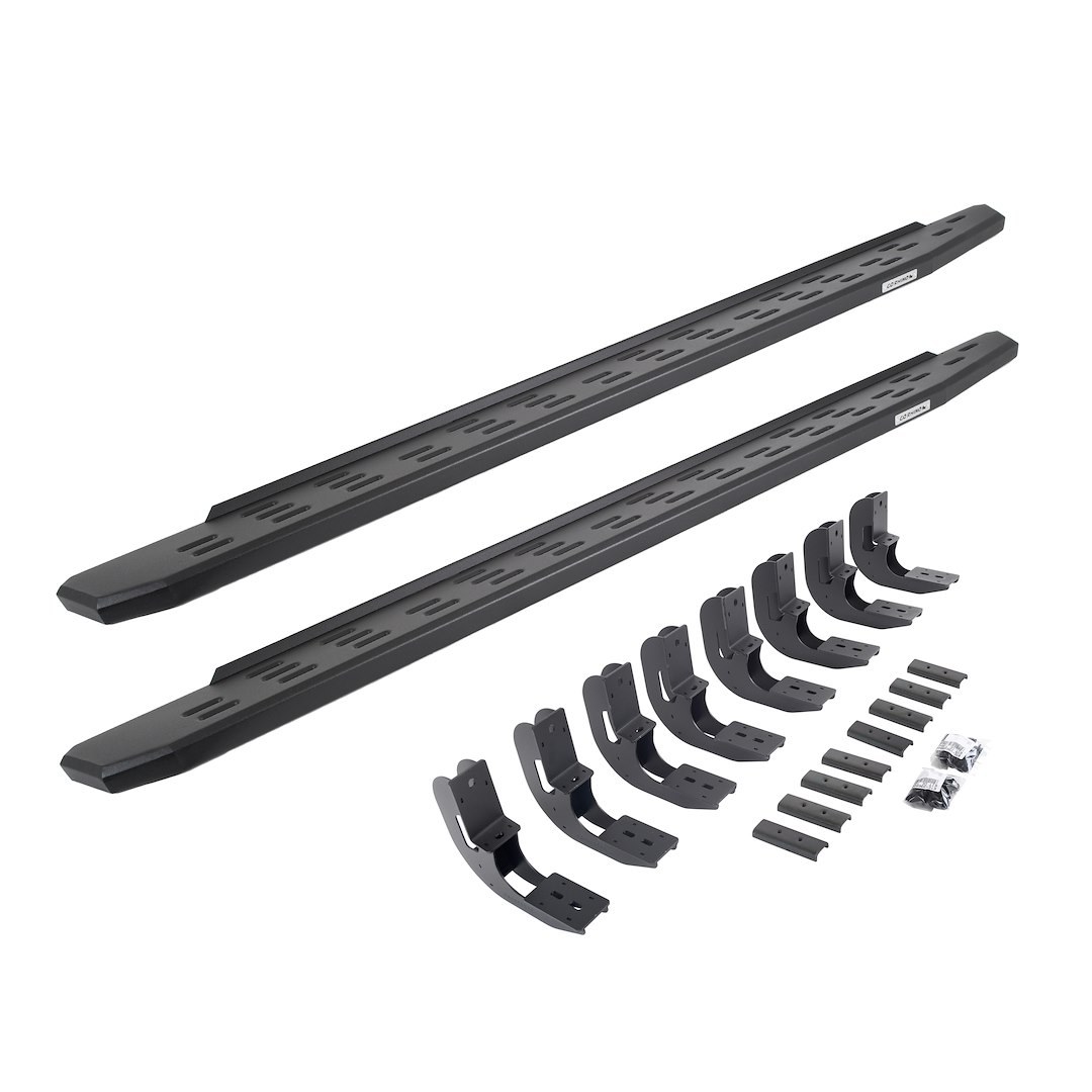 Go Rhino Running Board, RB30, Textured, Black, Galvanized Steel, Unlighted, Body/Frame Mount, Without Drop Down Steps – 69604880PC