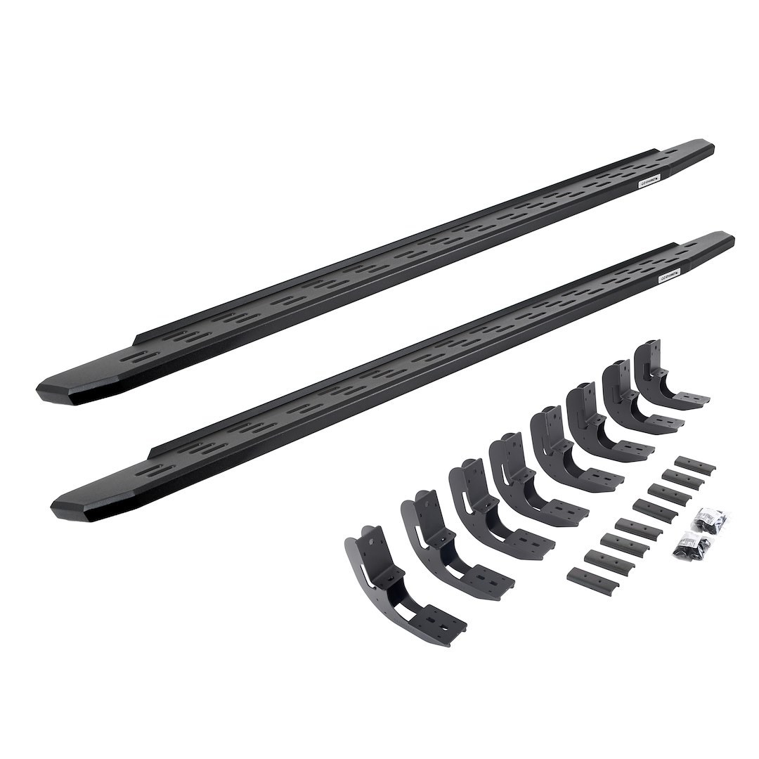 Go Rhino Running Board, RB30, Textured, Black, Galvanized Steel, Unlighted, Body/Frame Mount, Without Drop Down Steps – 69604887PC