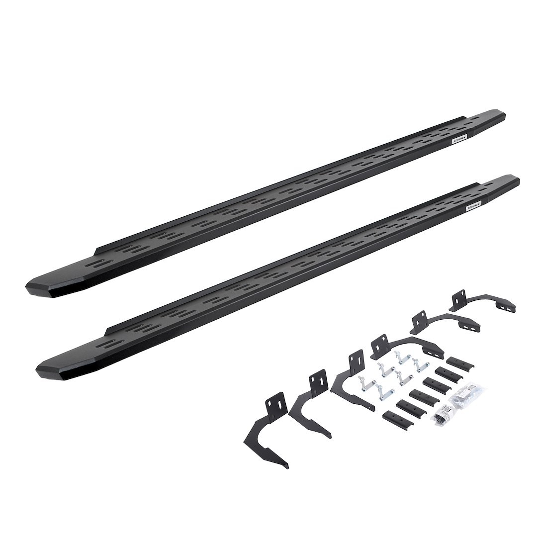 Go Rhino Running Board, RB30, Textured, Black, Galvanized Steel, Unlighted, Body/Frame Mount, Without Drop Down Steps – 69610687PC