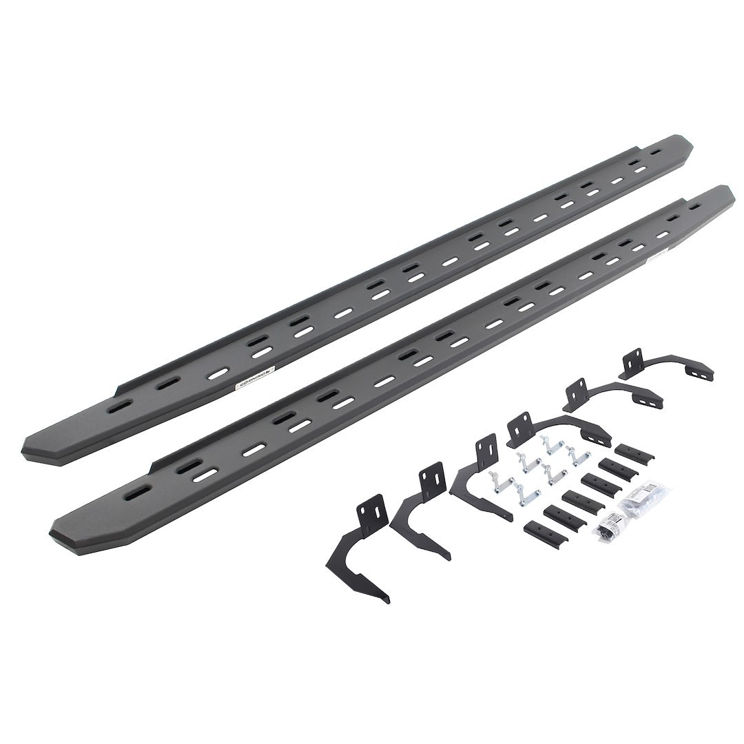 Go Rhino Running Board, RB30 Slim Line, Textured, Black, Galvanized Steel, Unlighted, Body/Frame Mount – 69610687SPC
