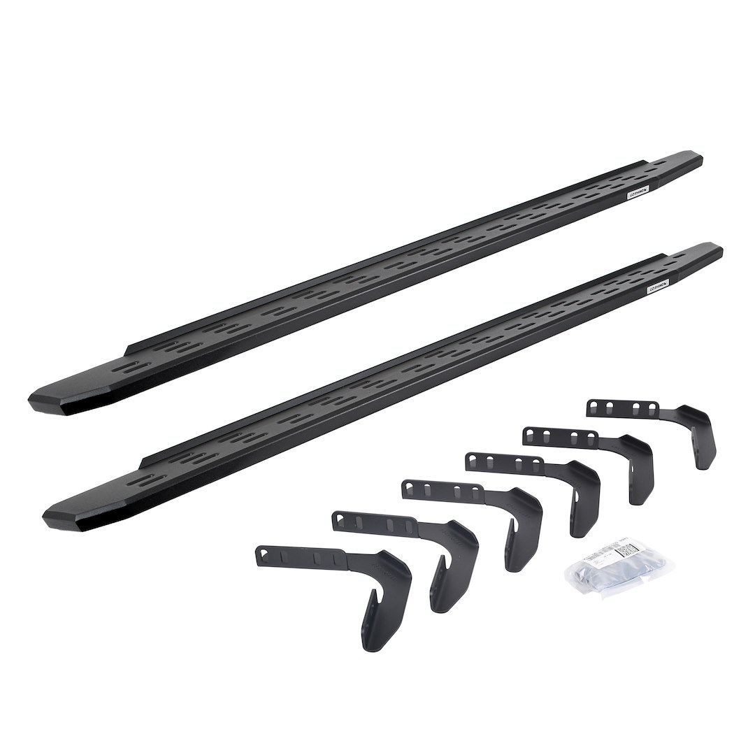 Go Rhino Running Board, RB30, Textured, Black, Galvanized Steel, Unlighted, Rocker Panel Mount, Without Drop Down Steps – 69618087PC
