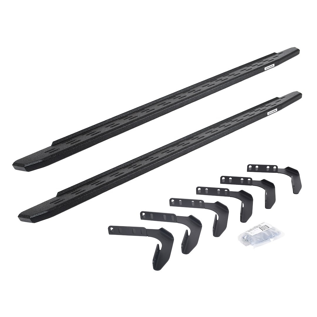 Go Rhino Running Board, RB30, Protective Bedliner Coating, Black, Galvanized Steel, Unlighted, Rocker Panel Mount, Without Drop Down Steps – 69618087T