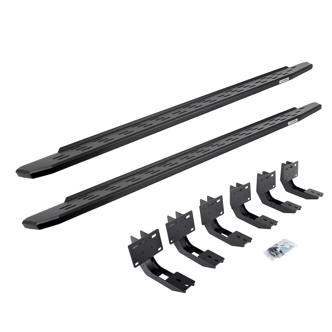 Go Rhino Running Board, RB30, Textured, Black, Galvanized Steel, Unlighted, Rocker Panel Mount, Without Drop Down Steps – 69630687PC
