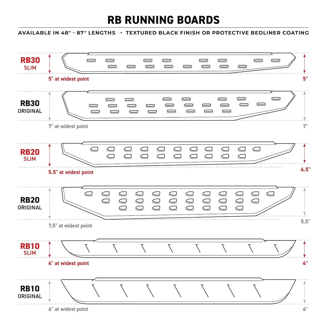 Go Rhino Running Board, RB30, Protective Bedliner Coating, Galvanized Steel, Unlighted, Rocker Panel Mount, With Drop Down Steps – 6963468020T