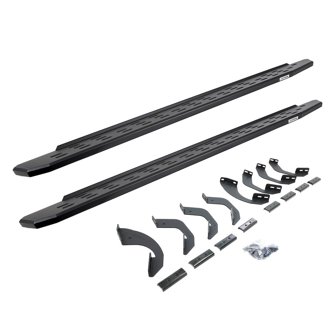 Go Rhino Running Board, RB30, Textured, Black, Galvanized Steel, Unlighted, Rocker Panel Mount – 69643973PC
