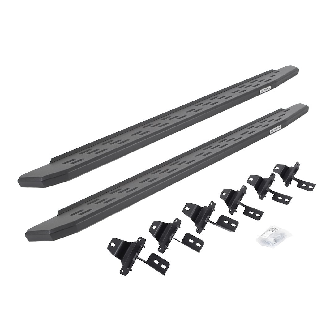 Go Rhino Running Board, RB30, Textured, Black, Galvanized Steel, Unlighted, Body/Frame Mount, Without Drop Down Steps – 69650673PC