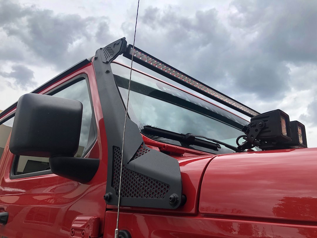 Go Rhino Light Bar Mounting Kit, Windshield Mount, Mounts One 50 Inch Light Bar, Textured Powder Coated, Black, Steel, Single – 730500T
