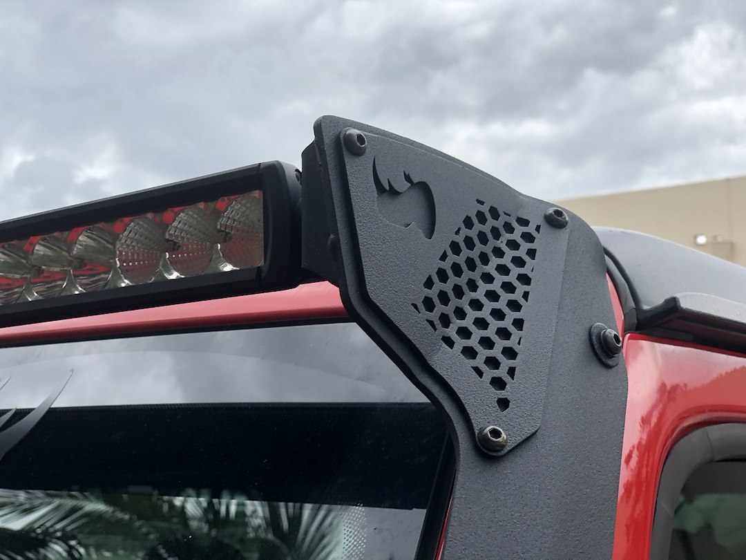 Go Rhino Light Bar Mounting Kit, Windshield Mount, Mounts One 50 Inch Light Bar, Textured Powder Coated, Black, Steel, Single – 730500T